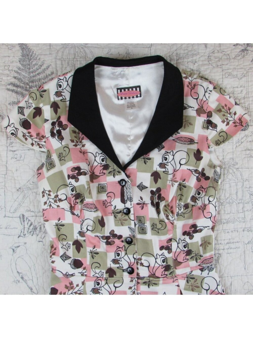NEW Pinup Couture Dress rockabilly squirell and acorn print womens stretch S
